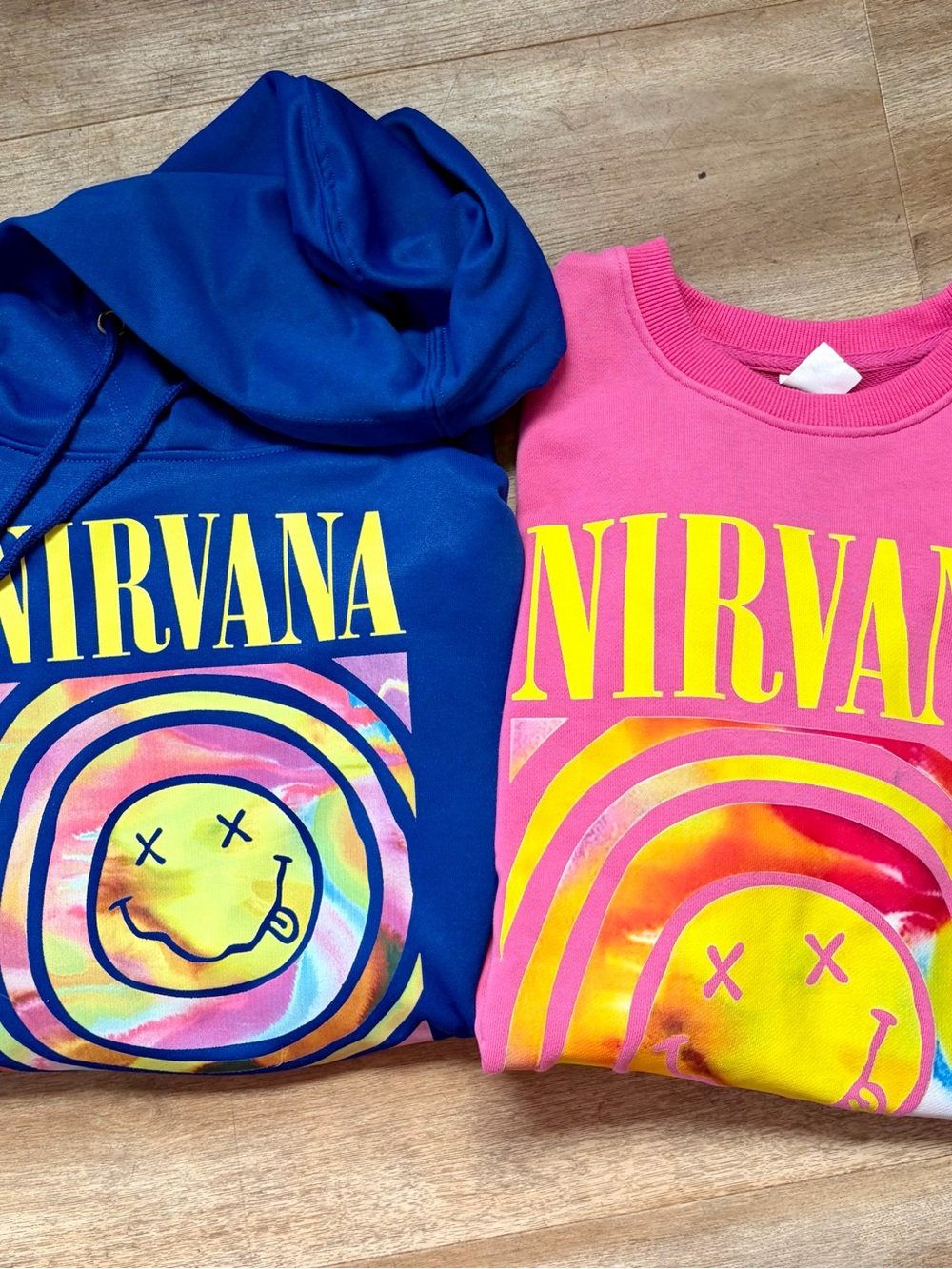2 Nirvana Woman’s Juniors Nirvana Graphic Hoodie & Sweatshirt - Blue or Pink S
